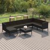 vidaXL 9 pcs conjunto lounge de jardim c/ almofad&otilde;es vime PE preto