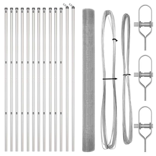 vidaXL Poste de Cerca Prateado 50 x 1,5 m (malha de 12 x 12 mm) A&ccedil;o