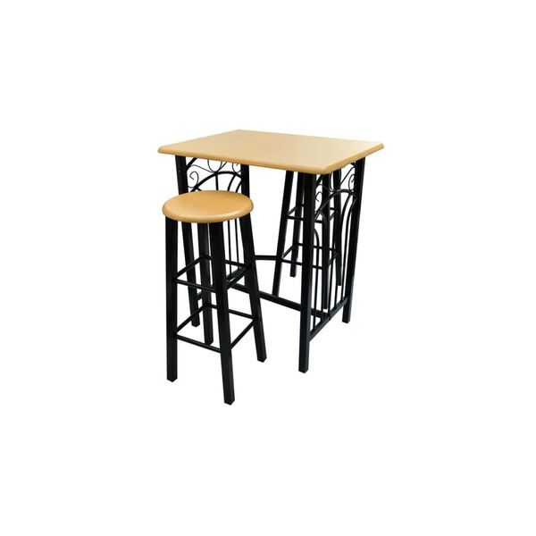 vidaXL Conjunto de jantar com mesa madeira bronze e aço preto