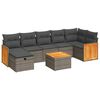 vidaXL 8 pcs conjunto sof&aacute;s de jardim c/ almofad&otilde;es vime PE cinzento