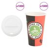 vidaXL Copos de caf&eacute; de papel com tampas 1000 pcs 16oz 400ml