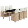 vidaXL 7 pcs conjunto de bistr&ocirc; para jardim c/ almofad&otilde;es vime PE bege