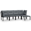 vidaXL 5 pcs conjunto lounge de jardim vime PE preto/cinzento