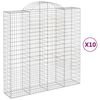 vidaXL Cestos gabi&atilde;o arqueados 10 pcs 200x50x200/220 ferro galvanizado