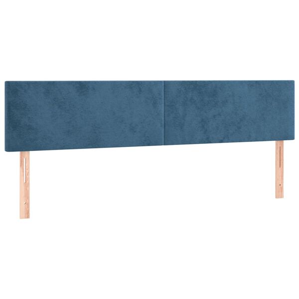 vidaXL Cabeceira de cama 2 pcs veludo 90x5x78/88 cm azul-escuro