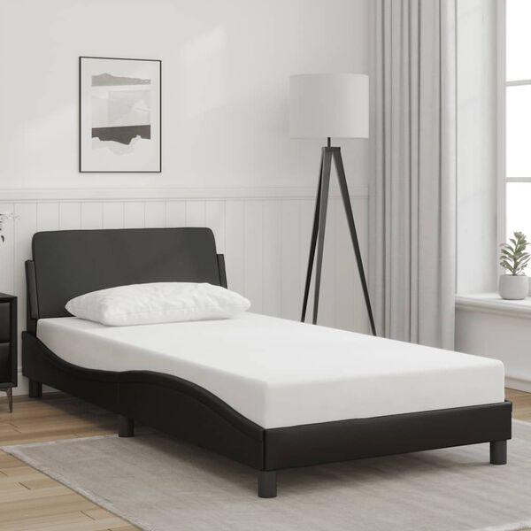 vidaXL Estrutura de cama Dover 100x200 cm couro artificial preto