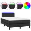 vidaXL Cama box spring colchão e LED 120x190 cm couro artificial preto