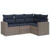 vidaXL 4 pcs conjunto sof&aacute;s p/ jardim c/ almofad&otilde;es vime PE cinzento