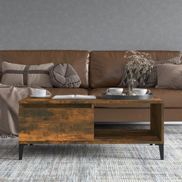 vidaXL Mesa de centro 90x50x36,5 cm derivados madeira carvalho fumado