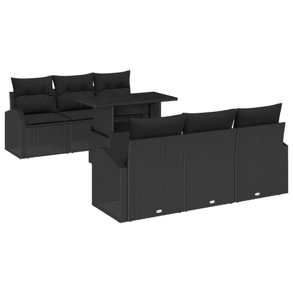 vidaXL Conjunto de Sof&aacute; de Jardim 7 pcs Preto Rattan de Polipropileno