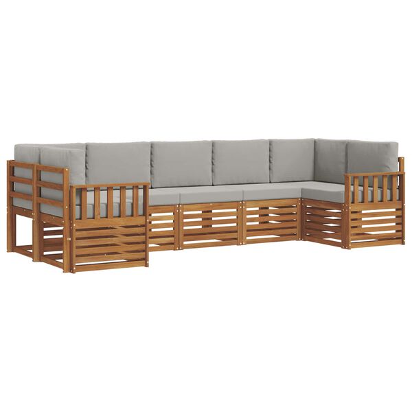 vidaXL Conjuntos de sof&aacute;s com almofada 7 pcs Cinza Natural e Claro