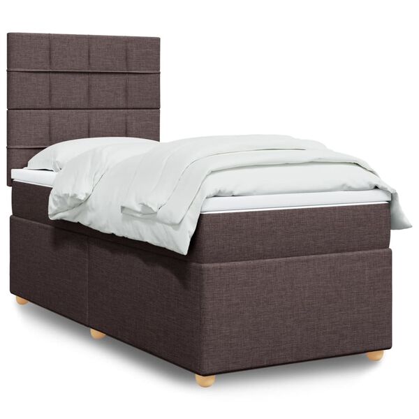 vidaXL Cama com molas/colch&atilde;o 90x190 cm tecido castanho-escuro