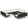 vidaXL 14 pcs conjunto lounge de jardim c/ almofad&otilde;es vime PE preto
