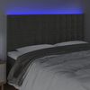 vidaXL Cabeceira de cama c/ LED veludo 180x5x118/128 cm cinza-escuro