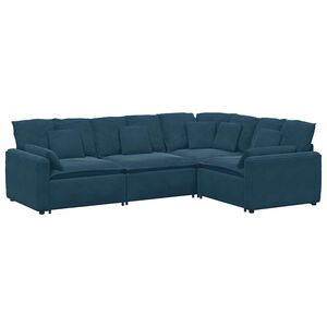 vidaXL Sof&aacute; modular com almofadas veludo azul