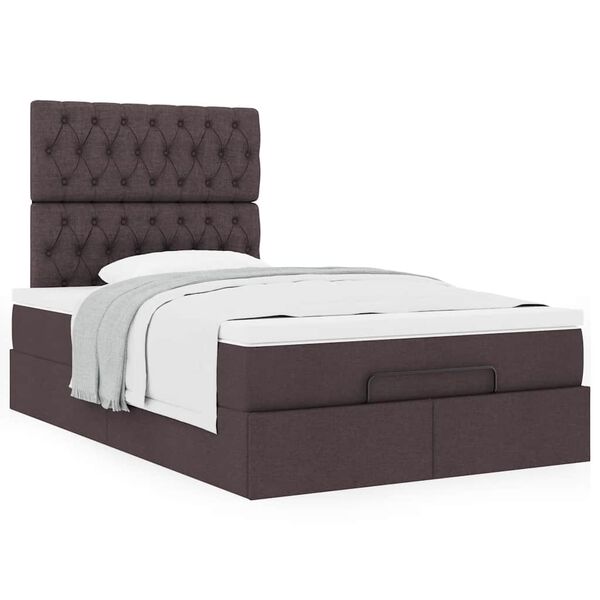 vidaXL Estrutura cama otomana colch&atilde;o 120x200cm tecido castanho escuro