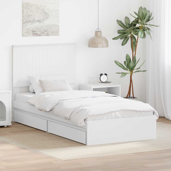 vidaXL Cama com Armazenamento Branco 90 x 190 cm Madeira processada