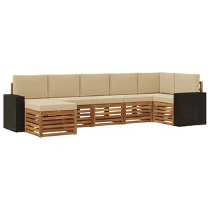 vidaXL Conjunto de Sof&aacute;s para Exterior 7 unid. Natural e Bege
