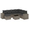 vidaXL 8 pcs conjunto sof&aacute;s de jardim c/ almofad&otilde;es vime PE cinzento