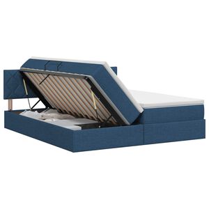 vidaXL Cama com Armazenamento 2 unid. Azul Couro Sint&eacute;tico
