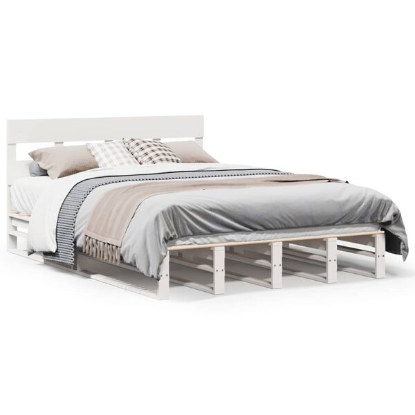 vidaXL Cama sem colch&atilde;o 120x190 cm madeira de pinho maci&ccedil;a branco