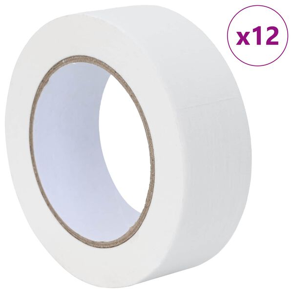 vidaXL Fitas de M&aacute;scara para Pintores 12 pcs Branco 38mm x 50m Papel