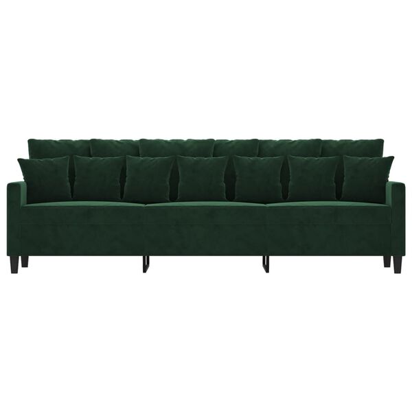 vidaXL Sof&aacute; de 3 lugares 210 cm veludo verde-escuro