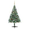 vidaXL &Aacute;rvore de Natal pr&eacute;-iluminada geada c/ bolas e pinhas 150 cm