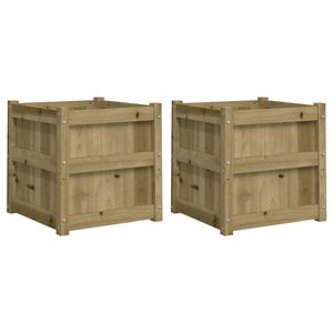 vidaXL Vasos/floreiras de jardim 2 pcs madeira de pinho impregnada