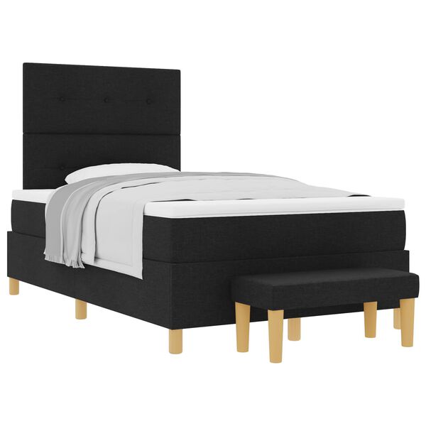 vidaXL Cama Box com colch&atilde;o com cabeceira Preto 120 x 190 cm tecido