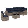 vidaXL Conjunto de sof&aacute; de jardim com 7 pe&ccedil;as e almofadas em rattan sint&eacute;tico cinza