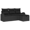 vidaXL Conjunto de Sof&aacute; de Jardim com almofada 4 pcs Preto vime PE