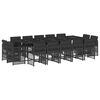 vidaXL 15 pcs conjunto de jantar p/jardim com almofad&otilde;es vime PE preto