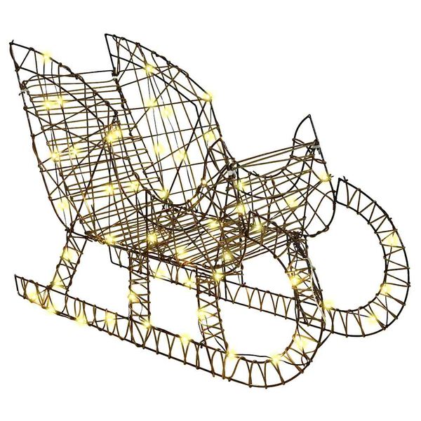 vidaXL Tren&oacute; Puxado por Rena Branco quente 70 x 26 x 128,5 cm Vime