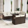 vidaXL Conjunto de lounge com almofada 9 pcs Castanho Rattan Sint&eacute;tico