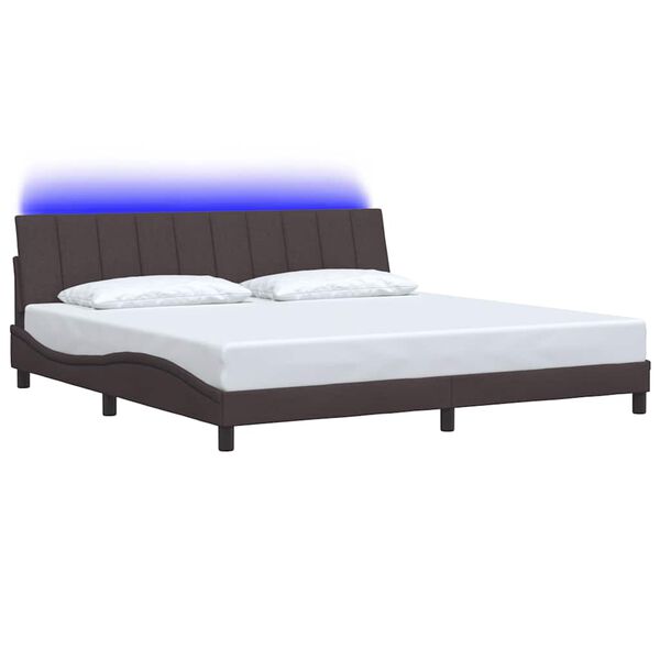 vidaXL Estrutura de cama sem colch&atilde;o Hanko 200x200 cm tecido castanho-escuro