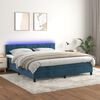 vidaXL Cama box spring c/ colch&atilde;o/LED 180x200 cm veludo azul-escuro