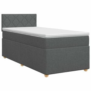 vidaXL Cama box spring com colch&atilde;o Cinzento-Escuro 90 x 190 cm Tecido