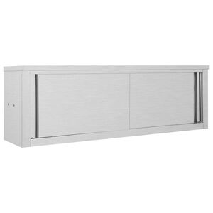 vidaXL M&oacute;vel parede cozinha portas correr 150x40x50 cm a&ccedil;o inoxid&aacute;vel