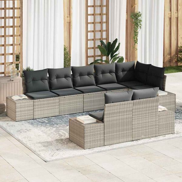 vidaXL Conjunto de Sof&aacute; de Jardim 8 pcs Cinzento-claro