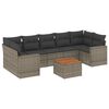 vidaXL 8 pcs conjunto sof&aacute;s de jardim c/ almofad&otilde;es vime PE cinzento