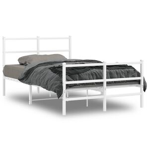 vidaXL Estrutura de cama com cabeceira e p&eacute;s 120x190 cm metal branco