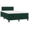 vidaXL Cama box spring com colch&atilde;o e luzes LED veludo verde-escuro
