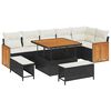 vidaXL Conjunto de Sof&aacute; de Jardim com almofada 9 pcs Preto e Creme