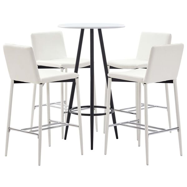 vidaXL 5 pcs conjunto de bar couro artificial branco