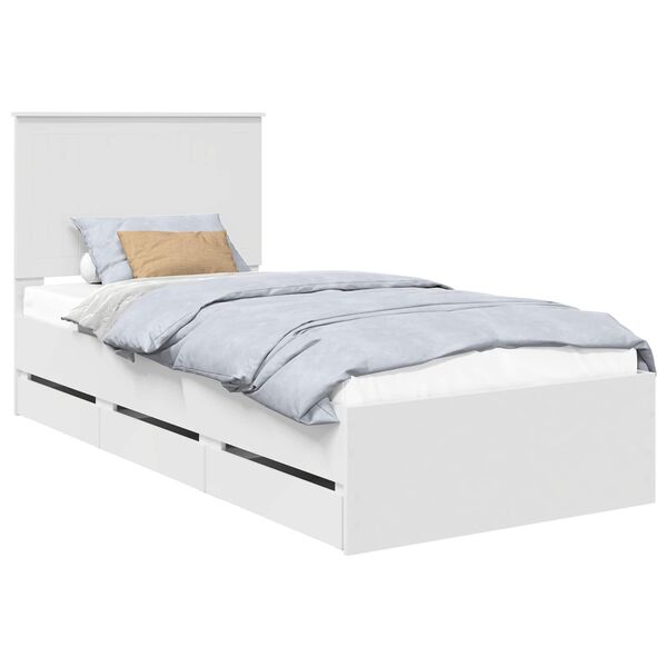 vidaXL Estrutura da Cama Branco 90 x 200 cm Madeira de Engenharia