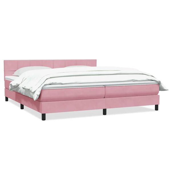 vidaXL Cama com molas/colch&atilde;o 180x210 cm veludo Rosa