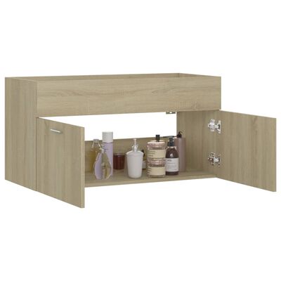 vidaXL Armário de lavatório derivados de madeira carvalho sonoma