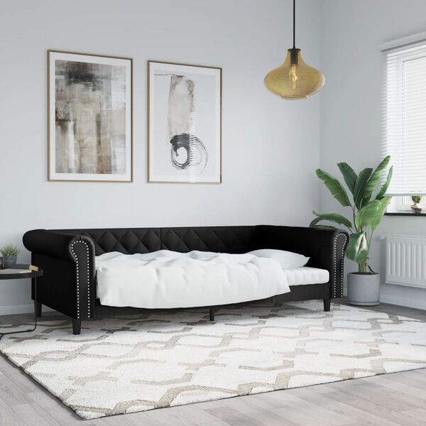 vidaXL Sof&aacute;-cama 100x200 cm couro artificial preto