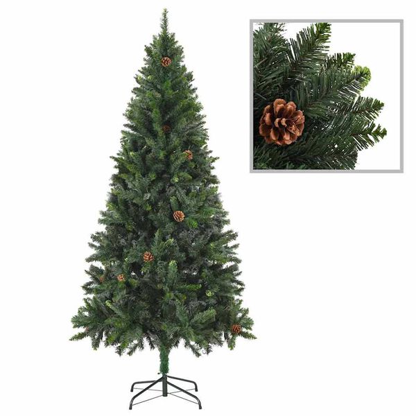 vidaXL &Aacute;rvore Natal artificial pr&eacute;-iluminada c/ bolas e pinhas 180 cm